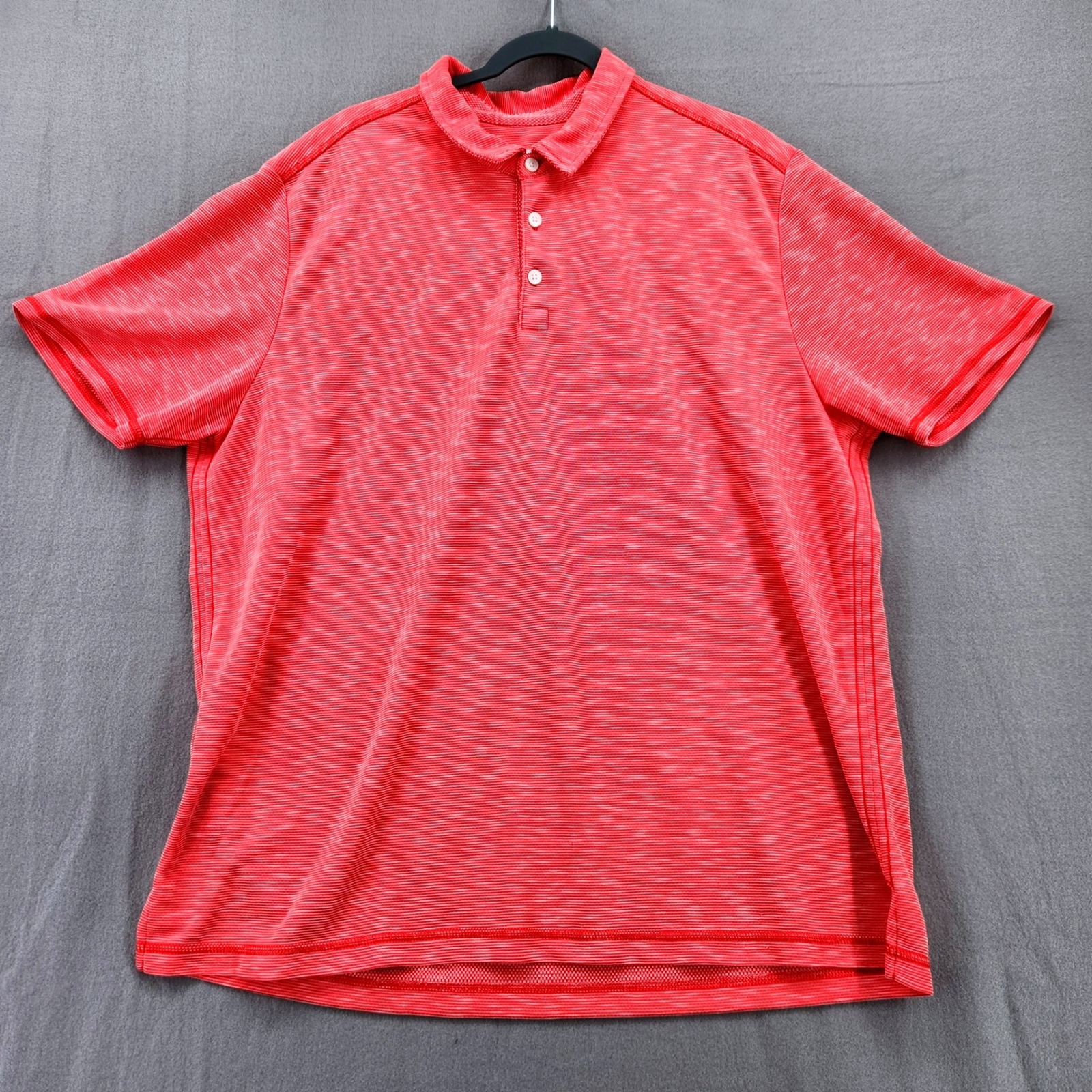 Tommy Bahama Mens Xxl Red White Striped Tencel Blend Short Sleeve Polo Shirt